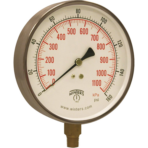 Contractor Pressure Gauge, 4-1/2" , 0 - 160 psi, Bottom Mount, Analogue GTA Hardware Inc