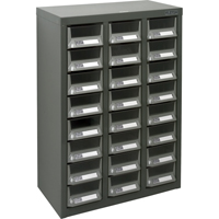 KPC-400 Parts Cabinet, Galvanized Steel, 24 Drawers, 17-3/10" x 8-7/10" x 25-3/5", Grey GTA Hardware Inc