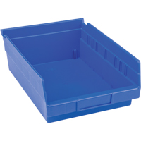 Plastic Shelf Bins, 8-3/8" W x 4" H x 11-5/8" D, Blue, 15 lbs. Capacity GTA Hardware Inc
