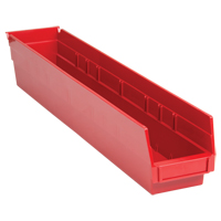 Shelf Bins, 4-1/8" W x 4" H x 23-5/8" D, Red, 50 lbs. Capacity GTA Hardware Inc