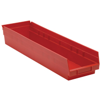 Bacs de rangement pour tablettes, 6-5/8" la x 4" H x 23-5/8" p, Rouge, Capacit&eacute; 50 lb GTA Hardware Inc