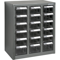 KPC-600 Parts Cabinet, Galvanized Steel, 18 Drawers, 13-9/10" x 8-7/10" x 16-3/10", Grey GTA Hardware Inc