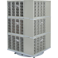 Armoire industrielle robuste avec carrousel &agrave; tiroirs, Acier, 240 tiroirs, 27" la x 27" p x 48" h, Gris GTA Hardware Inc
