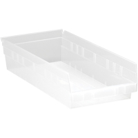 Bacs de rangement pour tablettes, 8-3/8" la x 4" H x 17-7/8" p, Transparent, Capacit&eacute; 40 lb GTA Hardware Inc