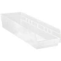 Bacs de rangement pour tablettes, 6-5/8" la x 4" H x 23-5/8" p, Transparent, Capacit&eacute; 50 lb GTA Hardware Inc