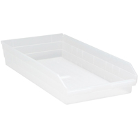 Bacs de rangement pour tablettes, 11-1/8" la x 4" H x 23-5/8" p, Transparent, Capacit&eacute; 50 lb GTA Hardware Inc