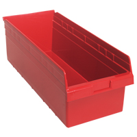 Store-Max Shelf Bins, 11-1/8" W x 8" H x 23-5/8" D, Red, 68 lbs. Capacity GTA Hardware Inc