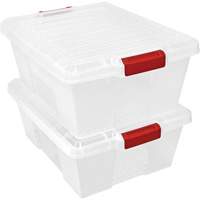 Contenant avec loquets en plastique,  la x 21" p x 7,75" h, Transparent GTA Hardware Inc