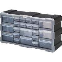 Drawer Cabinet, Plastic, 22 Drawers, 19-1/2" x 6-1/4" x 10", Black GTA Hardware Inc