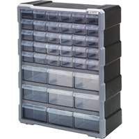 Drawer Cabinet, Plastic, 39 Drawers, 15" x 6-1/4" x 18-3/4", Black GTA Hardware Inc