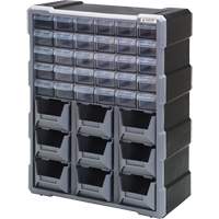 Drawer Cabinet, Plastic, 39 Drawers, 15" x 6-1/4" x 18-3/4", Black GTA Hardware Inc