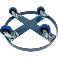 Drum Dolly, Steel, 1400 lbs. Capacity, 24" Diameter, Blue Elastic Casters GTA Hardware Inc