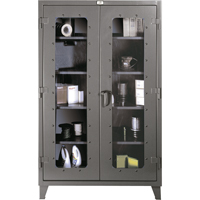 Armoires &agrave; fen&ecirc;tres claires, Acier, 4 Tablettes, 60" h x 48" la x 24" p GTA Hardware Inc