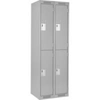 Clean Line Lockers, 2 -tier, Bank of 2, 24" x 18" x 72", Steel, Grey, Rivet (Assembled) GTA Hardware Inc