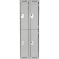 Clean Line Lockers, 2 -tier, Bank of 2, 24" x 18" x 72", Steel, Grey, Rivet (Assembled) GTA Hardware Inc