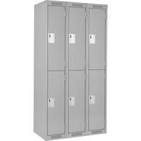 Clean Line Lockers, 2 -tier, Bank of 3, 36" x 18" x 72", Steel, Grey, Rivet (Assembled) GTA Hardware Inc