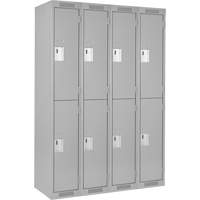 Clean Line Lockers, 2 -tier, Bank of 4, 48" x 18" x 72", Steel, Grey, Rivet (Assembled) GTA Hardware Inc
