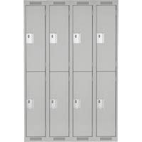 Clean Line Lockers, 2 -tier, Bank of 4, 48" x 18" x 72", Steel, Grey, Rivet (Assembled) GTA Hardware Inc