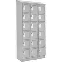 Clean Line Lockerette, 6 -tier, Bank of 3, 36" x 18" x 82", Steel, Grey, Rivet (Assembled) GTA Hardware Inc