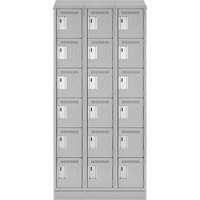 Clean Line Lockerette, 6 -tier, Bank of 3, 36" x 18" x 82", Steel, Grey, Rivet (Assembled) GTA Hardware Inc