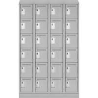 Clean Line Lockerette, 6 -tier, Bank of 4, 48" x 18" x 82", Steel, Grey, Rivet (Assembled) GTA Hardware Inc