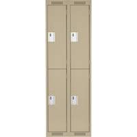 Clean Line Lockers, 2 -tier, Bank of 2, 24" x 18" x 72", Steel, Beige, Rivet (Assembled) GTA Hardware Inc