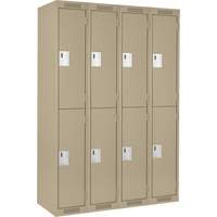 Clean Line Lockers, 2 -tier, Bank of 4, 48" x 18" x 72", Steel, Beige, Rivet (Assembled) GTA Hardware Inc