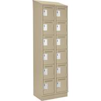 Clean Line Lockerette , 6 -tier, Bank of 2, 24" x 18" x 82", Steel, Beige, Rivet (Assembled) GTA Hardware Inc