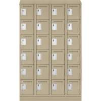 Clean Line Lockerette , 6 -tier, Bank of 4, 48" x 18" x 82", Steel, Beige, Rivet (Assembled) GTA Hardware Inc
