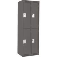 Clean Line Lockers, 2 -tier, Bank of 2, 24" x 18" x 72", Steel, Charcoal, Rivet (Assembled) GTA Hardware Inc