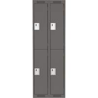 Clean Line Lockers, 2 -tier, Bank of 2, 24" x 18" x 72", Steel, Charcoal, Rivet (Assembled) GTA Hardware Inc