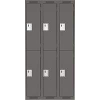 Clean Line Lockers, 2 -tier, Bank of 3, 36" x 18" x 72", Steel, Charcoal, Rivet (Assembled) GTA Hardware Inc