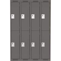 Clean Line Lockers, 2 -tier, Bank of 4, 48" x 18" x 72", Steel, Charcoal, Rivet (Assembled) GTA Hardware Inc