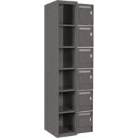 Clean Line Lockerette, 6 -tier, Bank of 4, 48" x 18" x 72", Steel, Charcoal, Rivet (Assembled) GTA Hardware Inc