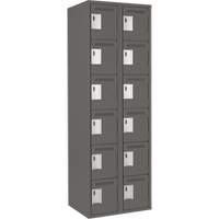 Clean Line Lockerette, 6 -tier, Bank of 2, 24" x 18" x 72", Steel, Charcoal, Rivet (Assembled) GTA Hardware Inc
