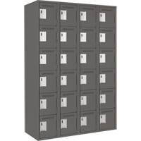 Clean Line Lockerette, 6 -tier, Bank of 4, 48" x 18" x 72", Steel, Charcoal, Rivet (Assembled) GTA Hardware Inc