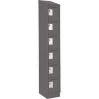 Clean Line Lockerette, 6 -tier, 12" x 18" x 82", Steel, Charcoal, Rivet (Assembled) GTA Hardware Inc