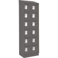 Clean Line Lockerette, 6 -tier, Bank of 2, 24" x 18" x 82", Steel, Charcoal, Rivet (Assembled) GTA Hardware Inc