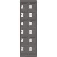 Clean Line Lockerette, 6 -tier, Bank of 2, 24" x 18" x 82", Steel, Charcoal, Rivet (Assembled) GTA Hardware Inc