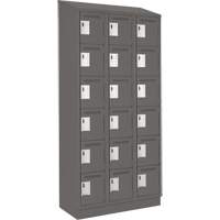 Clean Line Lockerette, 6 -tier, Bank of 3, 36" x 18" x 82", Steel, Charcoal, Rivet (Assembled) GTA Hardware Inc