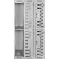 Clean Line Lockers, 2 -tier, Bank of 3, 36" x 12" x 72", Steel, Grey, Rivet (Assembled), Perforated GTA Hardware Inc