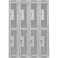 Clean Line Lockers, 2 -tier, Bank of 4, 48" x 12" x 72", Steel, Grey, Rivet (Assembled), Perforated GTA Hardware Inc