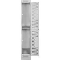 Casiers Clean Line, 2 niveaux, 12" x 18" x 76", Acier, Gris, Rivet (assembl&eacute;), Perfor&eacute; GTA Hardware Inc