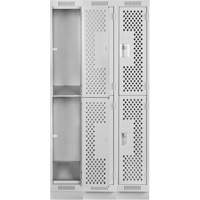 Clean Line Lockers, 2 -tier, Bank of 3, 36" x 18" x 76", Steel, Grey, Rivet (Assembled), Perforated GTA Hardware Inc