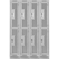 Clean Line Lockers, 2 -tier, Bank of 4, 48" x 18" x 76", Steel, Grey, Rivet (Assembled), Perforated GTA Hardware Inc