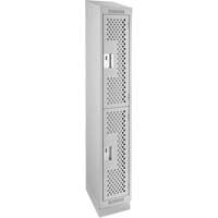 Casiers Clean Line, 2 niveaux, 12" x 12" x 82", Acier, Gris, Rivet (assembl&eacute;), Perfor&eacute; GTA Hardware Inc
