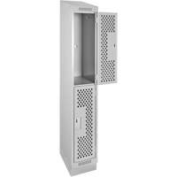 Casiers Clean Line, 2 niveaux, 12" x 12" x 82", Acier, Gris, Rivet (assembl&eacute;), Perfor&eacute; GTA Hardware Inc