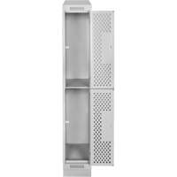 Casiers Clean Line, 2 niveaux, 12" x 12" x 82", Acier, Gris, Rivet (assembl&eacute;), Perfor&eacute; GTA Hardware Inc