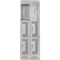 Clean Line Lockers, 3 -tier, Bank of 2, 24" x 15" x 82", Steel, Grey, Rivet (Assembled), Perforated GTA Hardware Inc