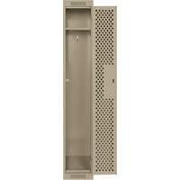 Clean Line Lockers, 12" x 15" x 72", Steel, Beige, Rivet (Assembled), Perforated GTA Hardware Inc
